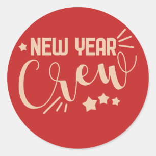 Happy New Year Crew for Friends, Family Party Classic Round Sticker