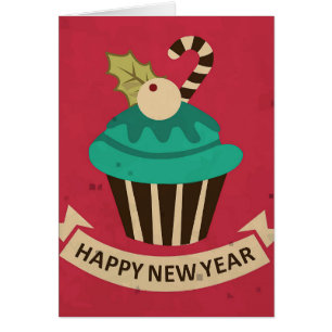 Happy New Year Cupcake Greeting Card