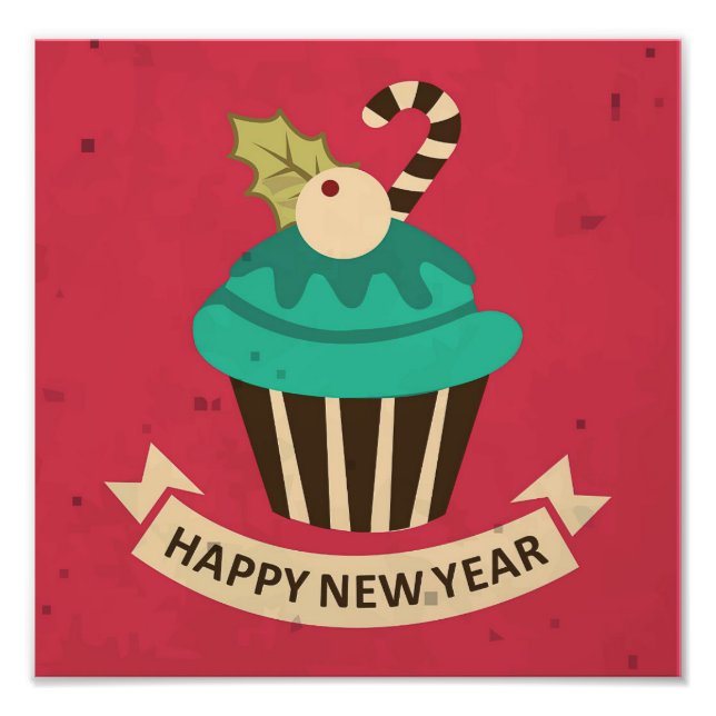 Happy New Year Cupcake Photo Print (Front)