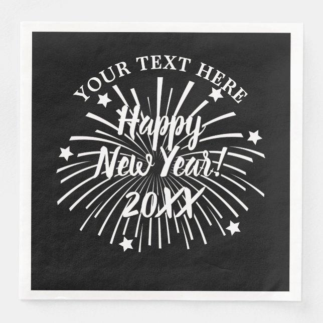 Happy New Year custom dinner party napkins (Front)
