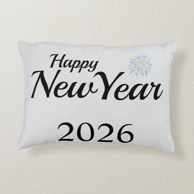 Happy New Year Custom Present Decorative Cushion (Back)
