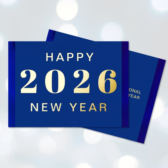 Happy New Year Custom Text Foil Holiday Card  (Happy New Year Custom Text Foil Holiday Card (front and back))