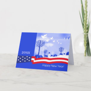 Happy New Year. Custom Year Patriotic  Holiday Card