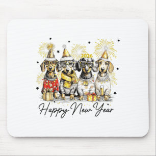 Happy New Year Dachshund Dog Lover 2026 New Year H Mouse Pad