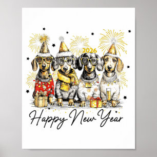 Happy New Year Dachshund Dog Lover 2026 New Year H Poster