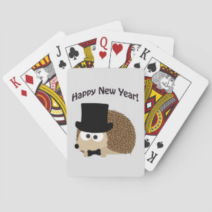 Happy New Year! Dapper Hedgehog Playing Cards