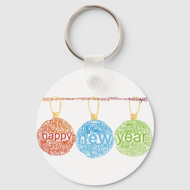 Happy New Year Decorations Keychain (Front)