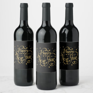Happy New Year, decorative design, Wine Label