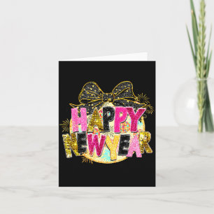 Happy New Year Disco Ball Coquette Bow New Years E Card