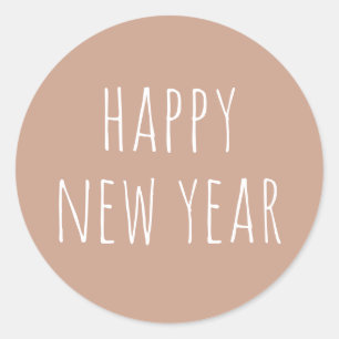 Happy New Year   Dusty Rose Beige Simple Neutral Classic Round Sticker