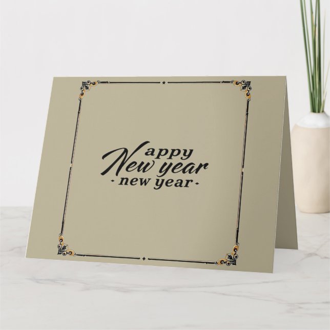 Happy New Year Elegant Gold Script Card (Front)