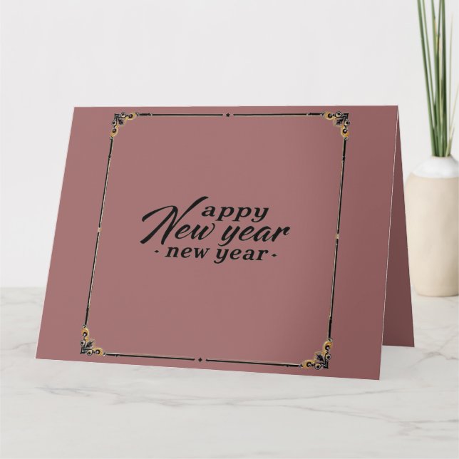 Happy New Year Elegant Gold Script Card (Front)