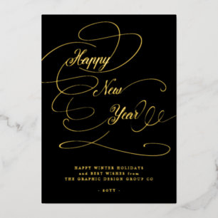 Happy New Year elegant script business corporate