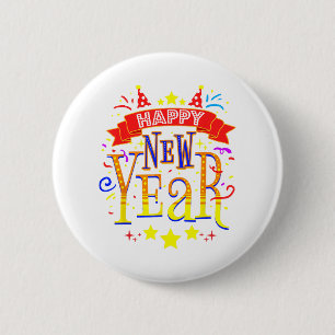 Happy New Year Eve Party 2025 6 Cm Round Badge