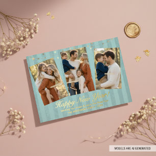 Happy New Year Family Photo Gold