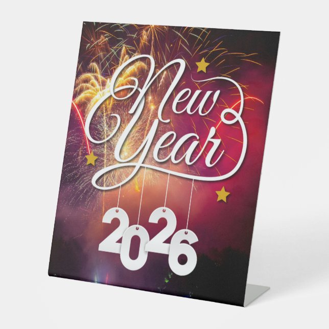 Happy New Year – Festive Celebration Design Pedestal Sign (Front)