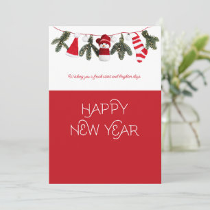 Happy New Year Festive Knit Snowman Greeting Card