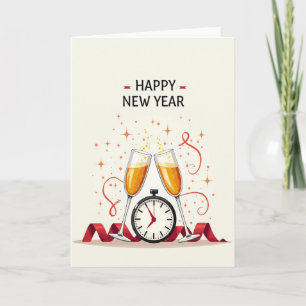 Happy New Year Festive Ribbon Card