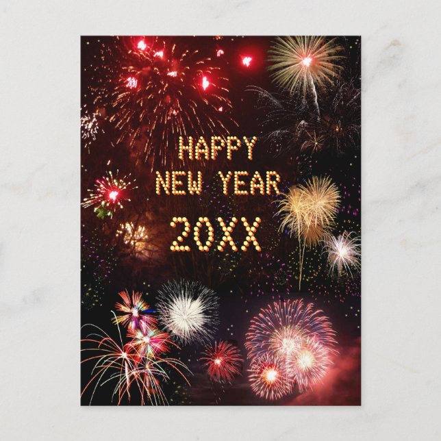 Happy New Year Fireworks (customisable) Postcard (Front)