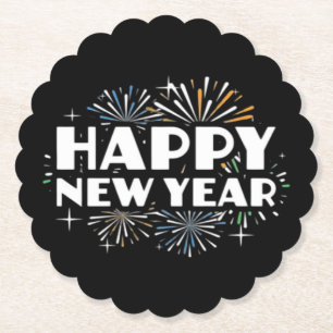 Happy New Year Fireworks Funny New Years Eve NYE E Paper Coaster