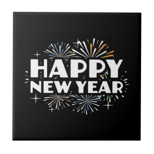 Happy New Year Fireworks Funny New Years Eve NYE E Tile (Front)