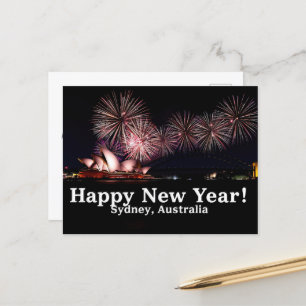 Happy New Year Fireworks in Sydney Australia Postcard