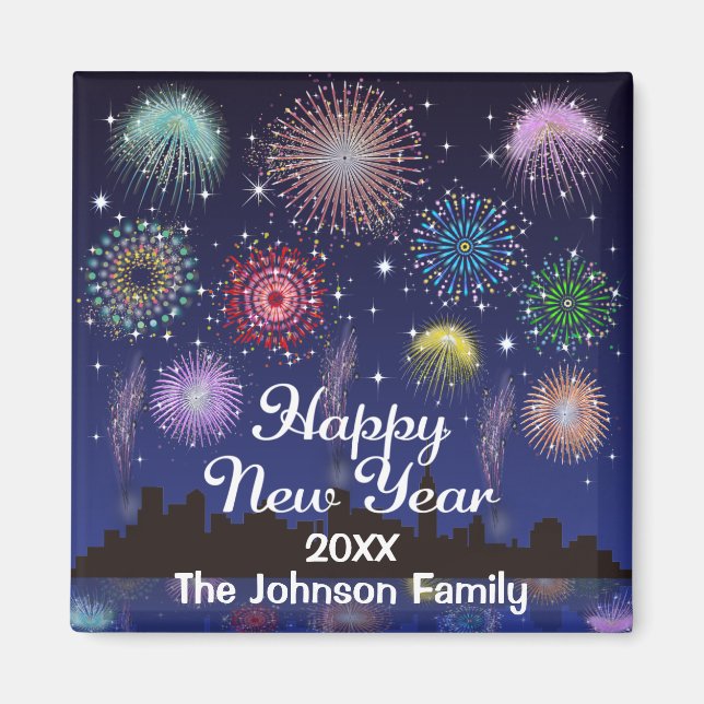 Happy New Year Fireworks Magnet (Front)