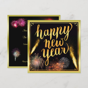 Happy New Year & Fireworks New Year's Eve Invitation