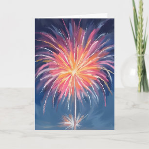 Happy New Year Fireworks Watercolor Card