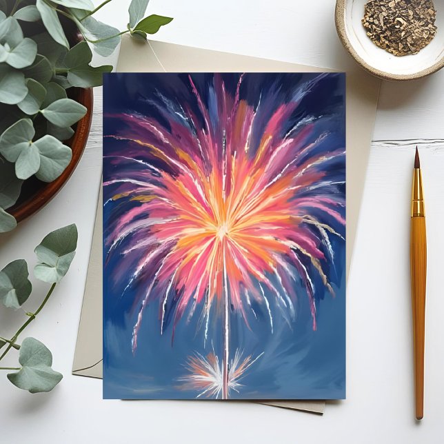 Happy New Year Fireworks | Watercolor Holiday Card (Creator Uploaded)