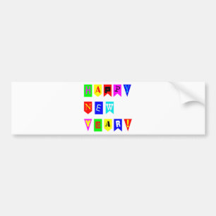 Happy New Year Flags Bumper Sticker