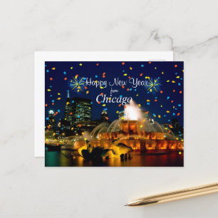 Happy New Year from Chicago Holiday Postcard