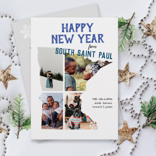 Happy New Year from Minnesota with Four Photos Holiday Card
