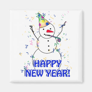 Happy New Year from the Celebrating Snowman Magnet