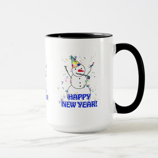 Happy New Year from the Celebrating Snowman Mug (Right)