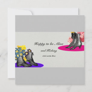 Happy New Year Funny 2021 Cute Vintage Boots Flat Holiday Card