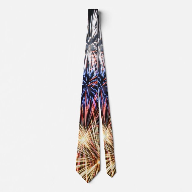 Happy New Year | Funny Fireworks Pattern Tie (Front)