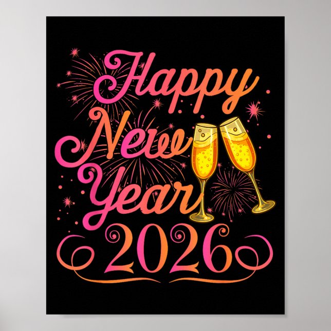 Happy New Year Funny Matching Family New Years Eve Poster (Front)