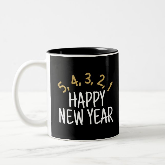 Happy New Year Funny Two-Tone Coffee Mug (Left)