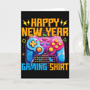 Happy New Year Gaming Shirt Colorful Video Game Lo Card