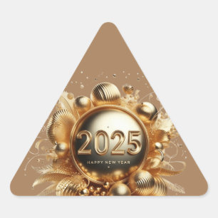 Happy new year gifts 2025 triangle sticker