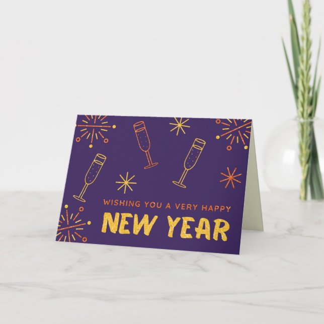 Happy New Year Glitter Card (Front)