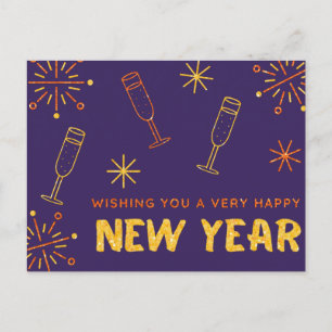 Happy New Year Glitter Postcard
