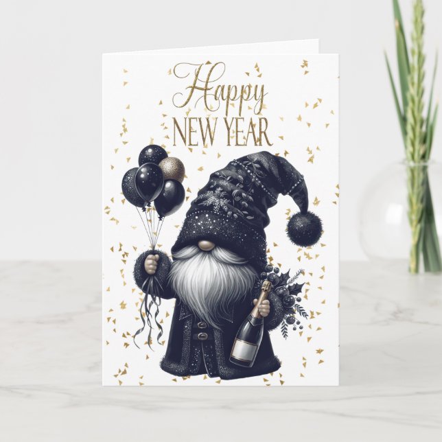 Happy New Year Gnome Card (Front)