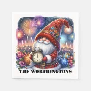 Happy New Year Gnome Napkins