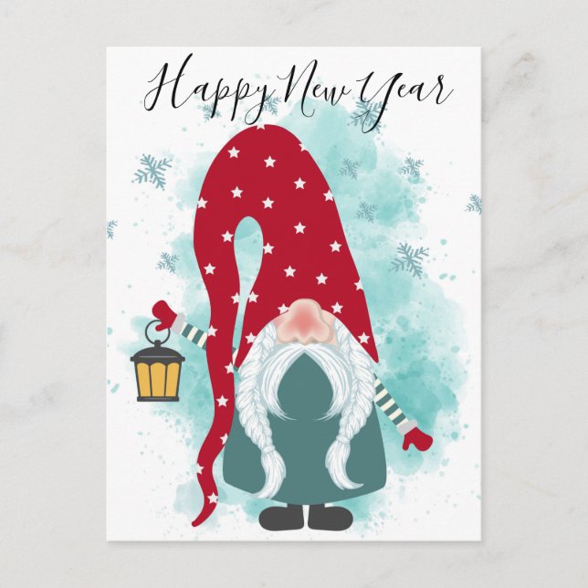Happy New Year Gnome Postcard (Front)