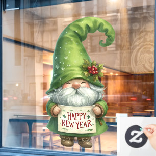 Happy New Year Gnome Window Cling