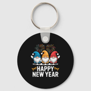 Happy New Year Gnomes For Party Lovers And Festive Key Ring