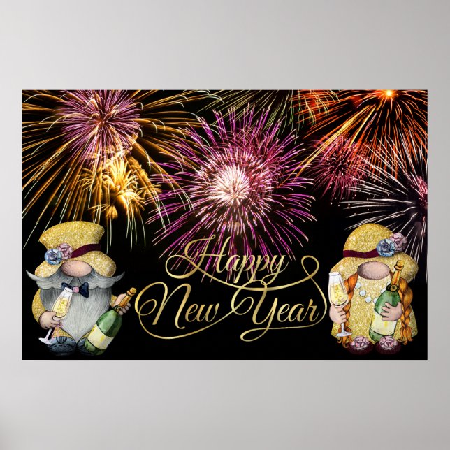 Happy New Year Gnomes Poster (Front)