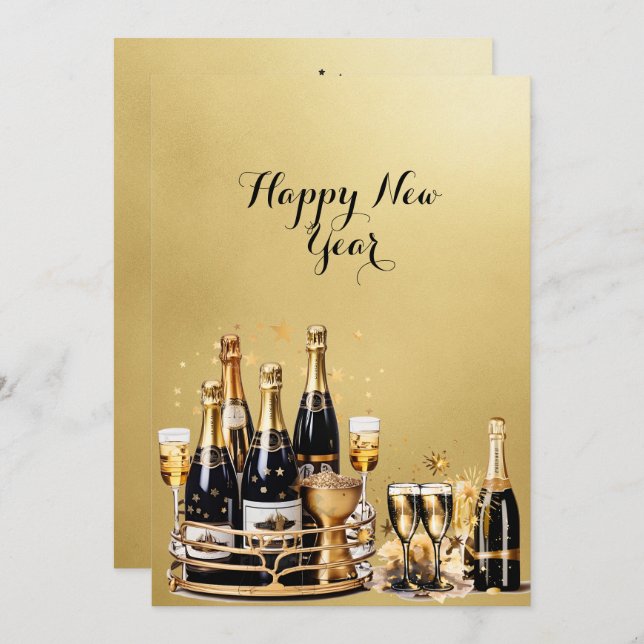 Happy New Year Gold and Black Corporate Card (Front/Back)